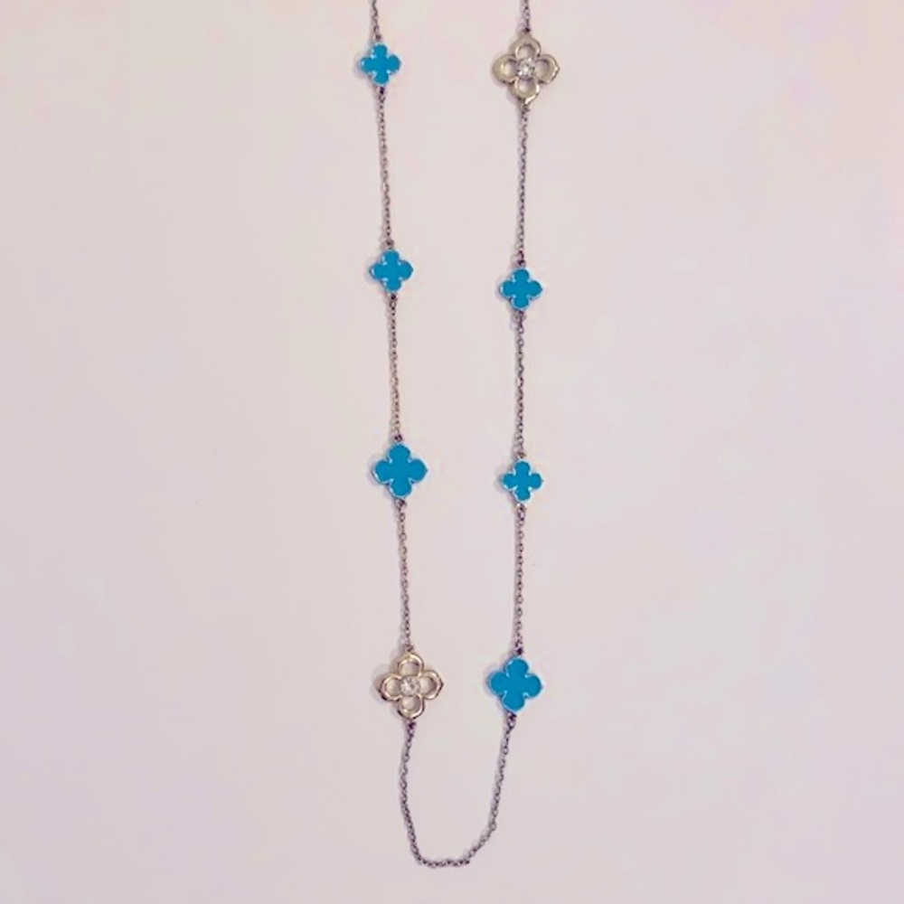 Charming Charlie Gold and Aqua Chain Necklace